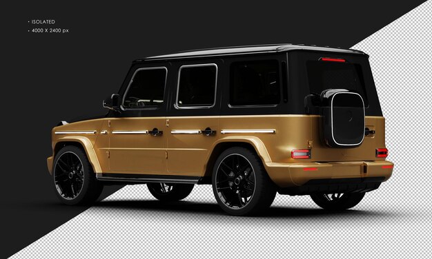 PSD isolated realistic metallic brown electric four wheel drive luxury suv car from left rear