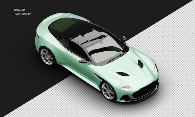 Isolated Realistic Metallic Green Modern Sport Super Car From Top Right Front View