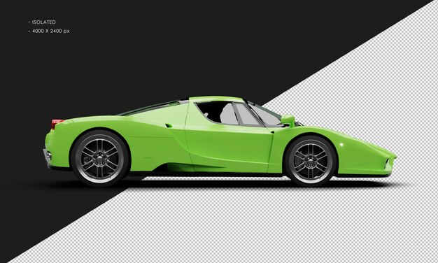 Isolated Realistic Metallic Green Modern Super Sport Racing Car From Right Side View