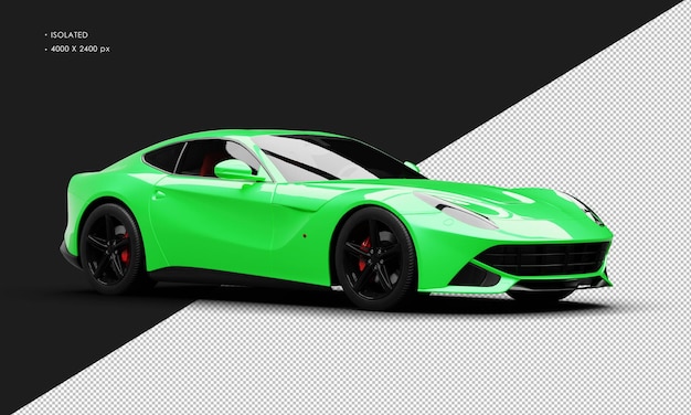 Isolated Realistic Metallic Green Super Sport Modern Racing Car From Right Front View