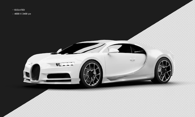 Isolated Realistic Metallic Pearl White Deluxe City Sedan Super Car From Left Front View