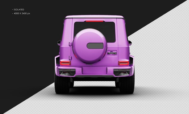 Isolated Realistic Metallic Purple Twin Turbo Four Wheel Drive Luxury Suv Car From Rear