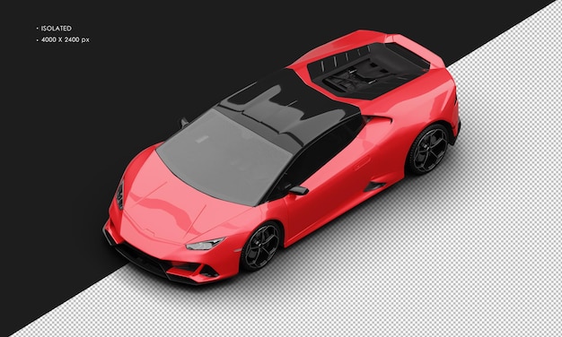 Isolated Realistic Metallic Red Luxury Hyper Sport Car From Top Left Front View