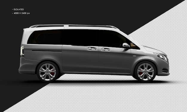 Isolated Realistic Metallic Silver Grey Modern Luxury City Van Car From Right Side View