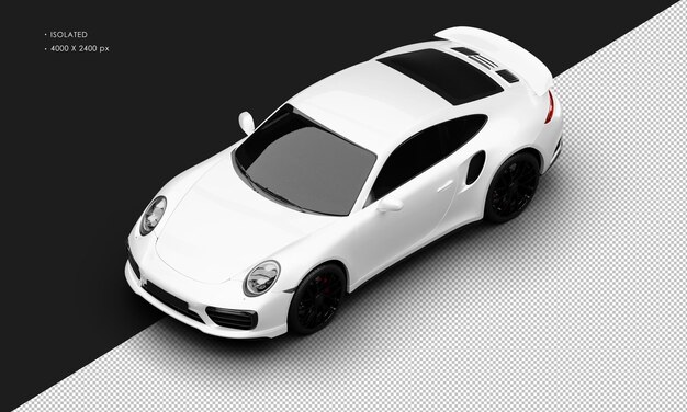 Isolated Realistic Metallic White Luxury Elegant Sport Car From Top Left Front View