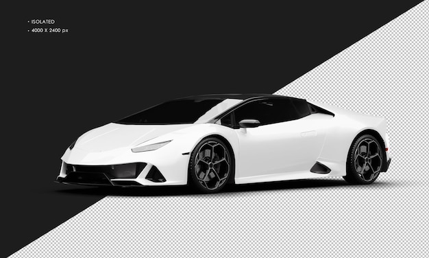 Isolated Realistic Metallic White Luxury Hyper Sport Car From Left Front View