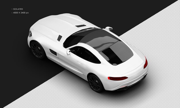 Isolated Realistic Metallic White Luxury Modern Sport Car From Top Left Rear View