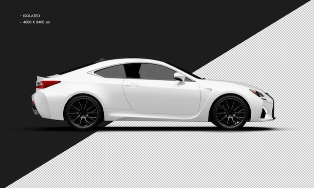 Isolated Realistic Metallic White Modern Elegant Sport Car From Right Side View