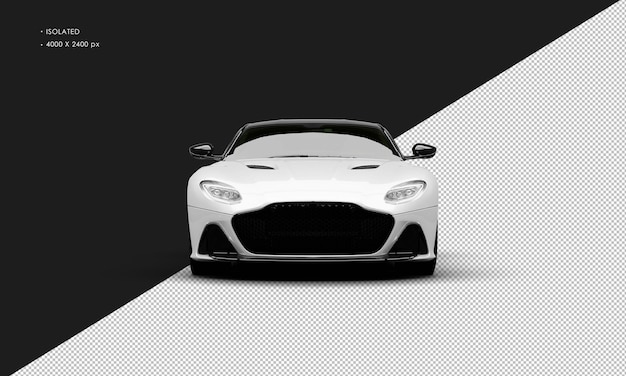 Isolated Realistic Metallic White Modern Sport Super Car From Front View