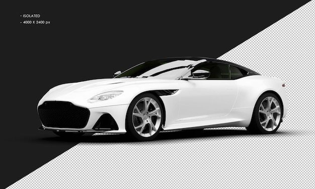 Isolated Realistic Metallic White Modern Sport Super Car From Left Front View