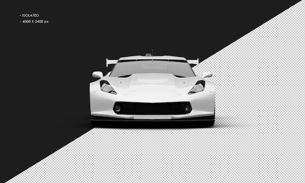 Isolated Realistic Metallic White Super Sport Racing Car From Front View