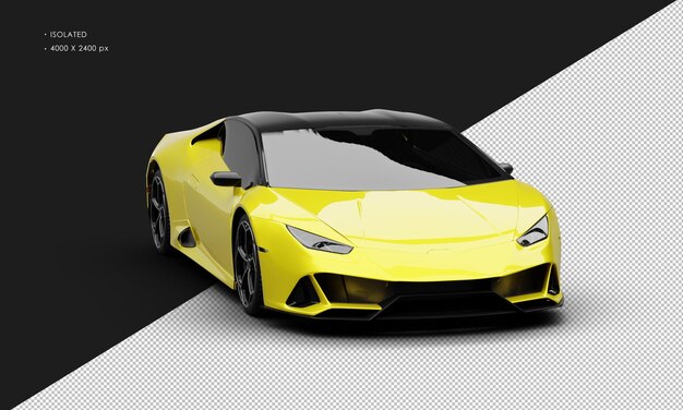 Isolated Realistic Metallic Yellow Luxury Hyper Sport Car From Right Front Angle View