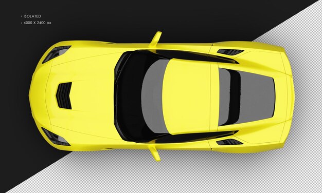 Isolated Realistic Metallic Yellow Luxury Super Sport Car From Top View