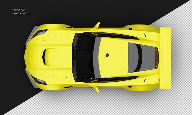 Isolated Realistic Metallic Yellow Super Sport Racing Car From Top View