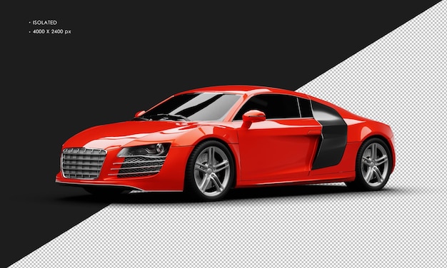 Isolated Realistic Red Luxury Elegant Modern Sport Car From Left Front View