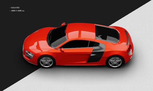 Isolated Realistic Red Luxury Elegant Modern Sport Car From Top Left View