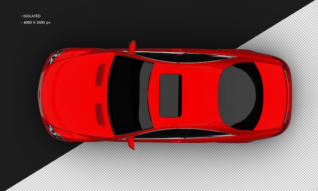 Isolated Realistic red Metallic Luxury City Sedan Car from Top View