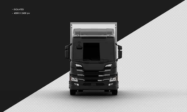 Isolated Realistic Shiny black Big Box Transit Truck from Front View