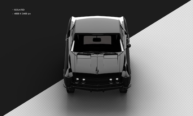 Isolated Realistic Shiny black Classic Elegant Sedan Car from Top Front View