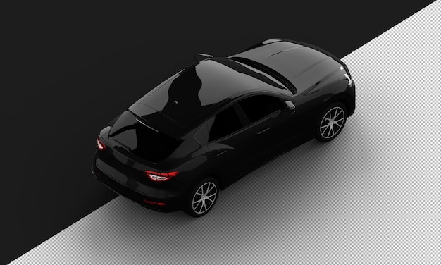 Isolated Realistic Shiny Black Dark Modern City Sport SUV Car from Top Right Rear View