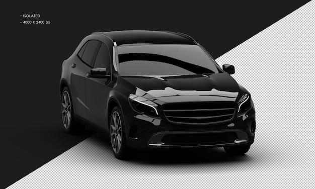 Isolated Realistic Shiny black Elegant City SUV Car from Right Front Angle View