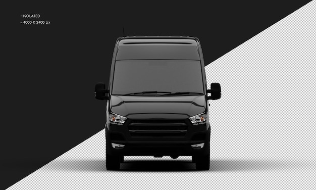 Isolated Realistic Shiny black Luxury Van from Front View