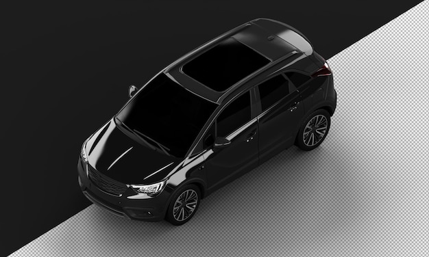 Isolated Realistic Shiny Black Modern Sport SUV City Car from Top Left Front View