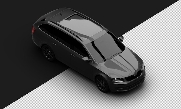 Isolated Realistic Shiny Black Sport Modern City Car from Top Right Front View