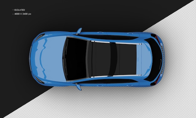 Isolated Realistic Shiny blue Elegant City SUV Car from Top View