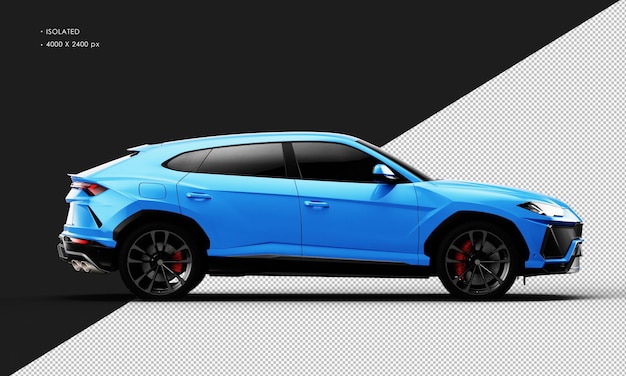 Isolated Realistic Shiny blue Elegant Sport SUV Car from Right Side View