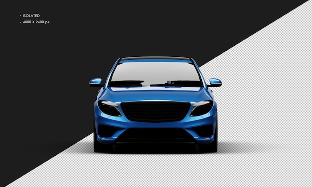 Isolated Realistic Shiny blue Luxury Elegant City Sedan Car from Front View