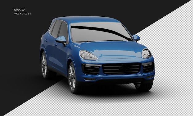 Isolated Realistic Shiny blue Luxury Modern Sport Car from Right Front Angle View