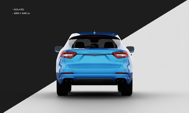 Isolated Realistic Shiny blue Modern City Sport SUV Car from Rear View