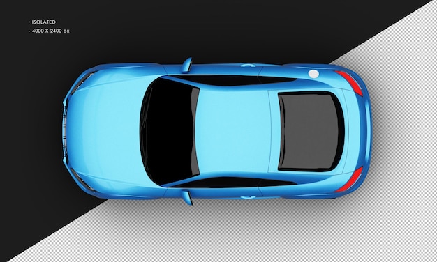 Isolated Realistic Shiny blue Modern Sport City Sedan Car from Top View