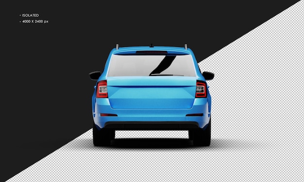 Isolated Realistic Shiny blue Sport Modern City Car from Rear View