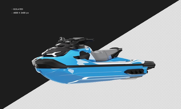 Isolated Realistic Shiny blue Sport Water Skijet from Left Front View