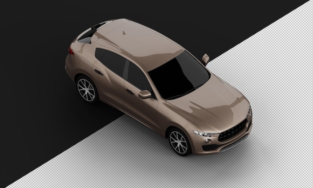 Isolated Realistic Shiny brown Modern City Sport SUV Car from Top Right Front View