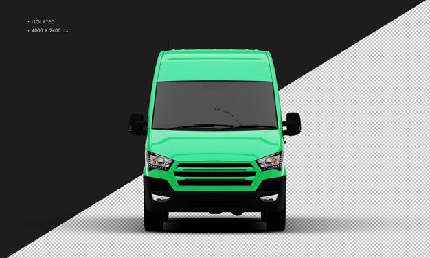 Isolated Realistic Shiny green Luxury Van from Front View