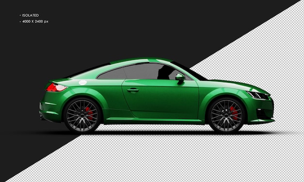 Isolated Realistic Shiny green Modern Sport City Sedan Car from Right Side View