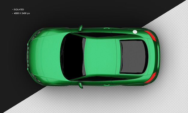 Isolated Realistic Shiny green Modern Sport City Sedan Car from Top View