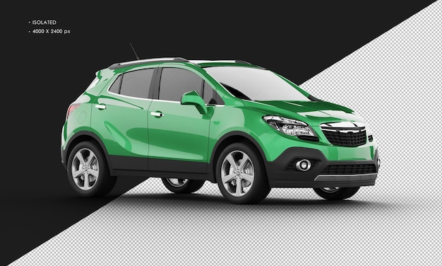 Isolated Realistic Shiny green Modern Sport City SUV Car from Right Front View