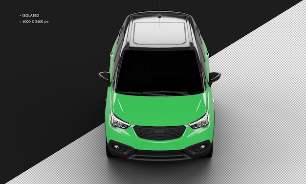 Isolated Realistic Shiny green Modern Sport SUV City Car from Top Front View