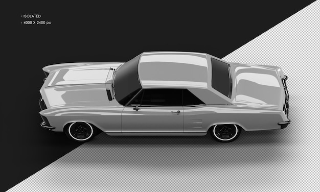 Isolated Realistic Shiny grey Classic Elegant Sedan Car from Top Left View