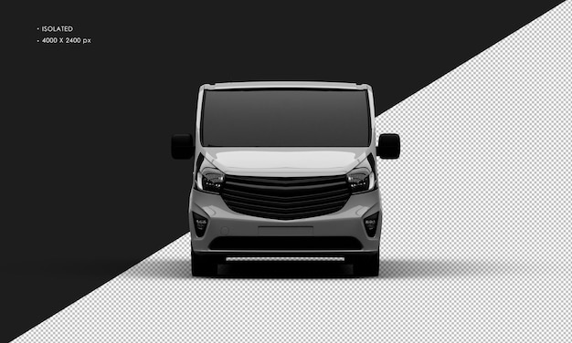 Isolated Realistic Shiny grey Commercial Transport Blind Van Car from Front View