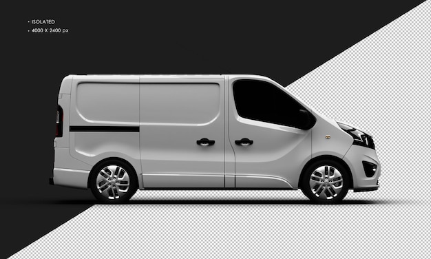 Isolated Realistic Shiny grey Commercial Transport Blind Van Car from Right Side View