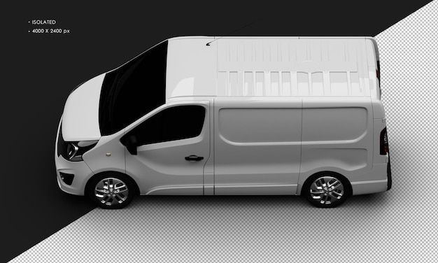 Isolated Realistic Shiny grey Commercial Transport Blind Van Car from Top Left View