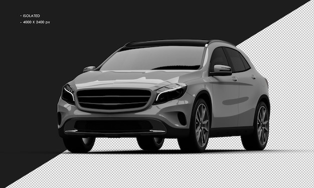 Isolated Realistic Shiny grey Elegant City SUV Car from Left Front Angle View