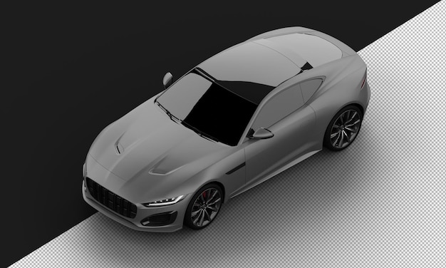 Isolated Realistic Shiny grey Modern City Super Sport Car from Top Left Front View