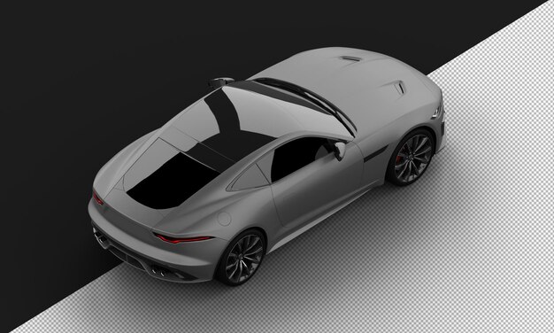 Isolated Realistic Shiny grey Modern City Super Sport Car from Top Right Rear View