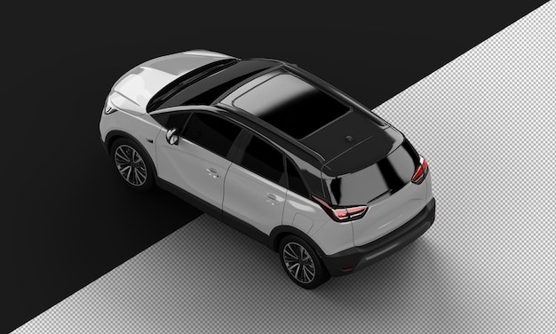 Isolated Realistic Shiny grey Modern Sport SUV City Car from Top Left Rear View